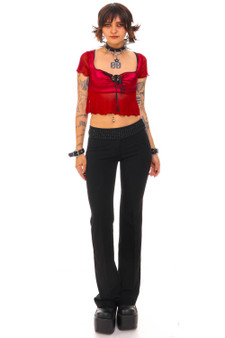 Vintage Y2K Rhinestone Black Flares