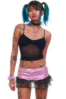 Vintage Y2K Pink Micro Mini Lingerie Skirt