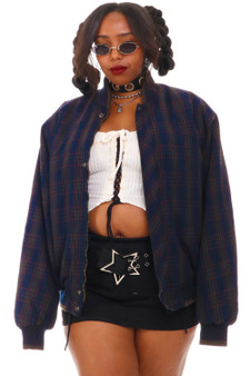 Vintage 90's Plaid Bomber Jacket