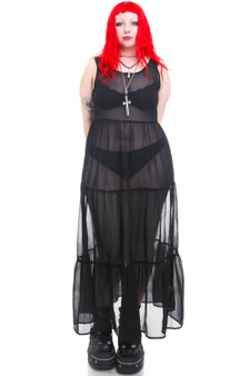 Vintage Y2K Sheer Black Sleeveless Maxi Dress