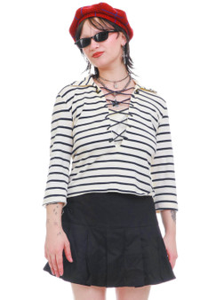 Vintage 90's Striped Clio Lace Up Top