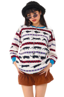 Vintage 90's Dia Mixed Print Knit Sweater