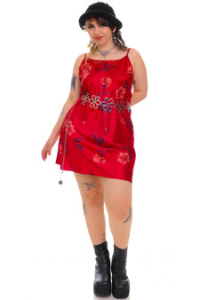 Vintage 90's Secret Treasures Red Floral Slip Dress