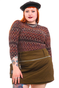 Vintage 90's Glitter Chevron Striped Stretch Top