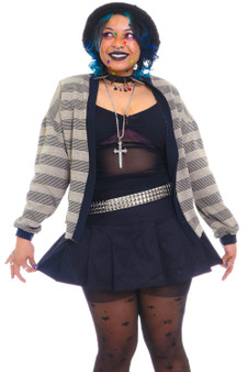 Vintage 90's Gray Stripe Cardigan Sweater