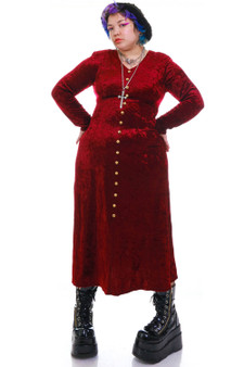 Vintage 90's Maroon Velvet Maxi Dress