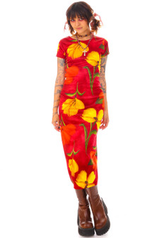 Vintage 90's Live Wire Sunset Floral Maxi Dress