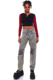 Vintage 90's Black Acid Wash Renewed Crossover Carpenter Jeans