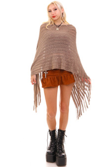 Vintage Y2K Light Muave/Brown Knit Poncho