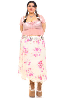 Vintage 90's Signature Collection Pink Floral Maxi Skirt