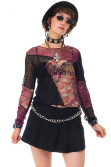 Vintage 90's Patchwork Witch Mesh Long-Sleeve