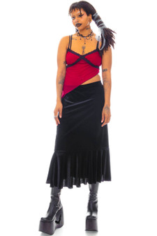 Vintage 90's Notations Black Velvet Midi Skirt