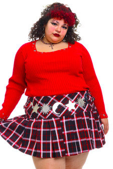 Vintage 90's Rib Knit Grommet Sweater