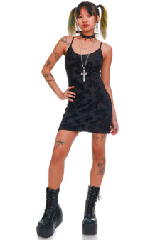 Vintage 90's Black Floral Velvet Mini Dress