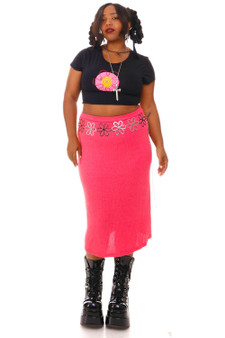 Vintage 70's Coral Pink Knit Maxi Skirt