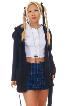 Vintage Y2K Black Knit Hooded Cardi