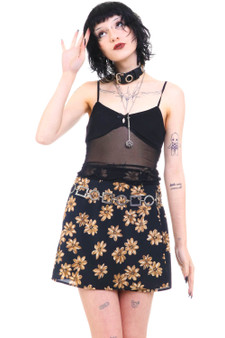 Vintage Y2K Black Floral Tie Skirt