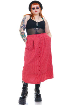 Vintage 90's Red and White Checkered Print Maxi Skirt