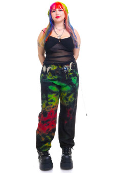 Vintage 90's Black and Green Tie Dye Pants