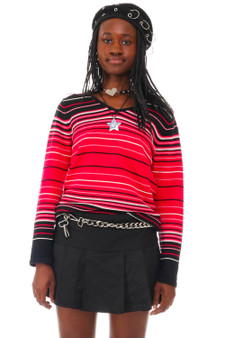 Vintage Y2K Liz Claiborne Pink & Black Striped Sweater