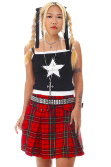 Vintage Y2K Punk Red Plaid Skirt