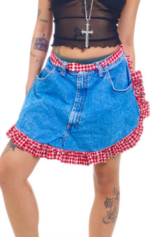 Vintage 90's Denim Ruffle Apron