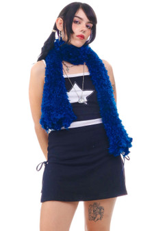 Vintage Y2K Thin Blue Fuzzy Monster Scarf