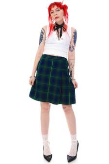 Vintage Y2K Green Tartan Plaid Skirt
