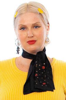 Vintage 80's Silk Beaded Scarf