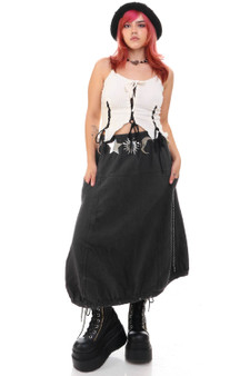 Vintage Y2K Black Button Maxi Skirt