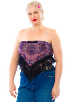 Vintage 90's Purple Fringed Scarf