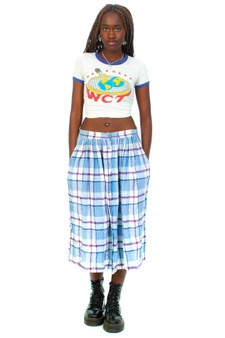 Vintage 90's Plaid Button Up Midi Skirt