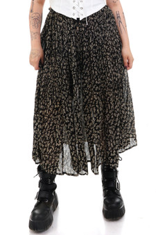 Vintage 90's Tiny Flower Black Maxi Skirt 2