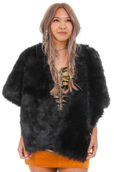 Vintage Y2K Fur Black Shawl Scarf