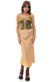 Not-Quite-Vintage Champagne Silky Maxi Skirt