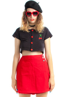 Vintage 90's Red Denim Skort
