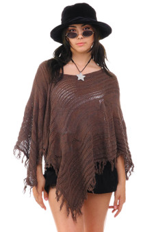 Vintage Y2K Brown Knit Poncho