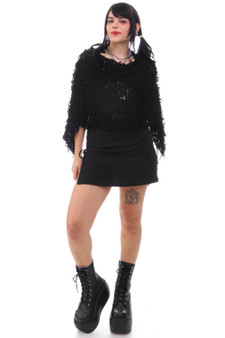 Vintage Y2K Gothic Black Knit Poncho 1