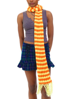 Vintage 90's Orange & Yellow Stripe Knit Tassel Scarf
