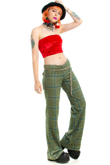 Vintage Y2K Green Plaid Flares