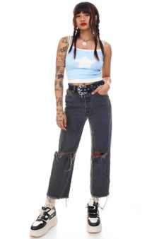 Vintage Y2K Grey Distressed Denim Jeans