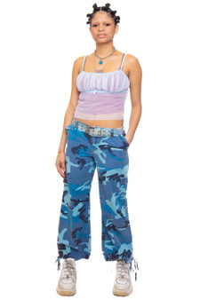 Vintage Y2K Blue Camo Army Brat Cargo Pants