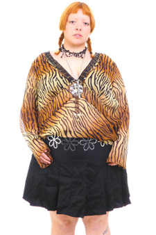 Vintage Y2K Beaded Sheer Tiger Top