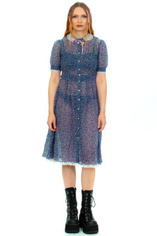 Vintage 70's Sheer Floral Prairie Dress