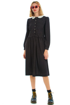 Vintage 80's Polka Dot Shirt Dress