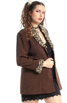 Vintage 90's Cheetah Trim Jacket