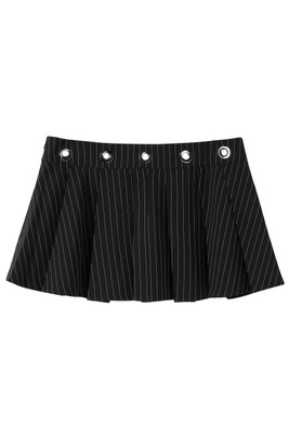 Peekaboo Pinstripe Grommet Mini Skirt