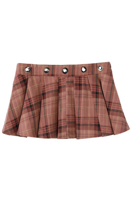 Peekaboo Plaid Grommet Mini Skirt