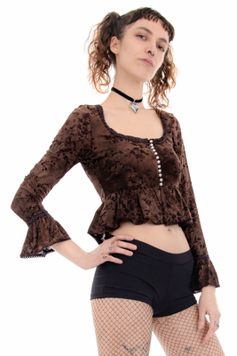 Doll Face Velvet Flocked Babydoll Top