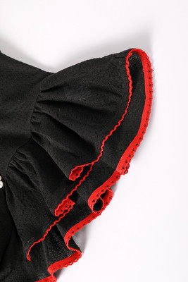 Doll Face Black Pointelle Babydoll Top